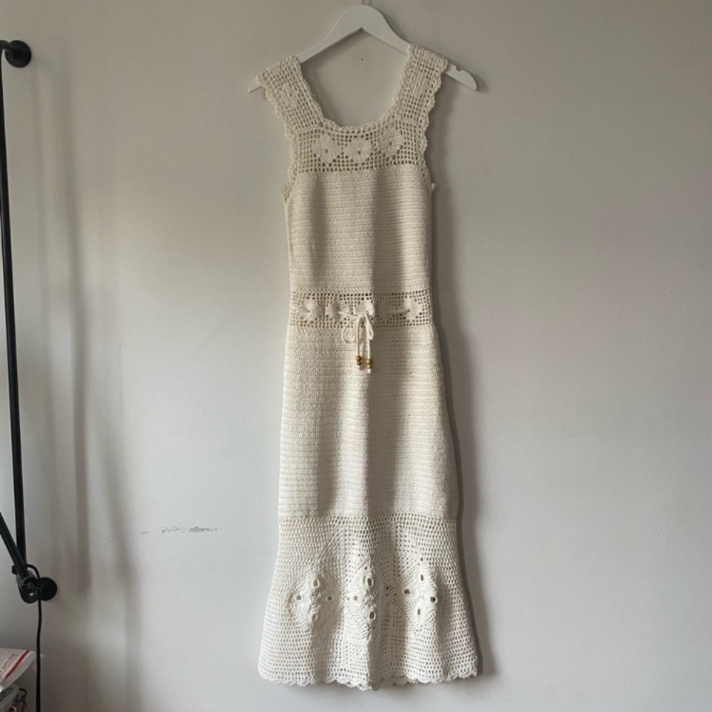GOLDEN BROWN THE LABEL                         Crochet knit midi dress XS